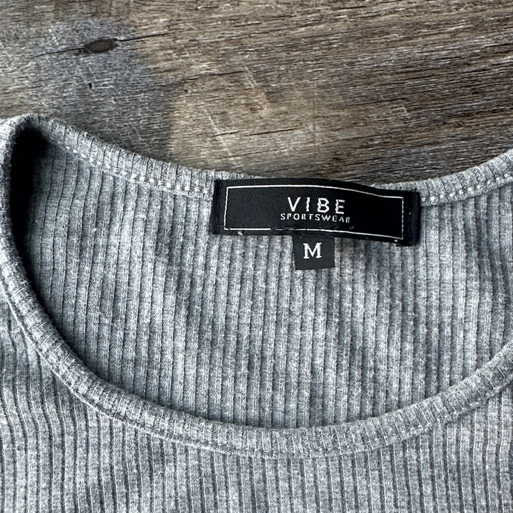 Vibe Light Gray Ribbed Mini Dress - Picture 2 of 2